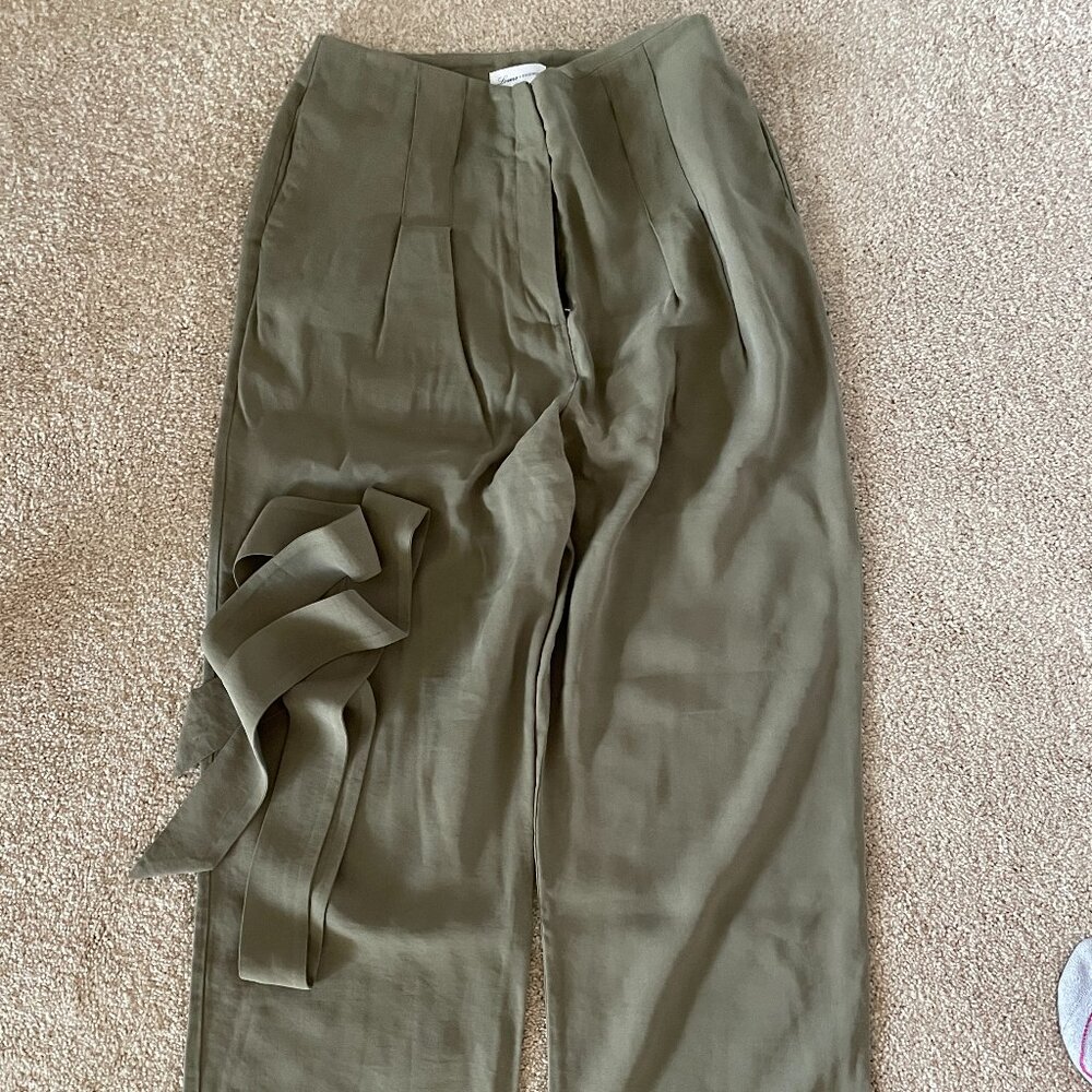 Lovers And Friends Pants S Pleat-front tie Wide Leg Olive